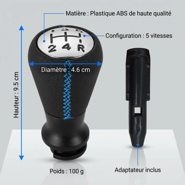 Pommeau de vitesse 308 - 5 vitesses - Noir & Bleu - vue détaillée