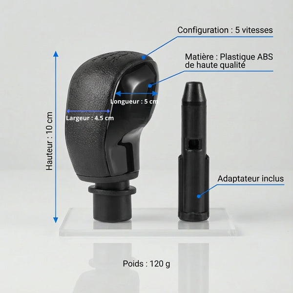 Pommeau de vitesse 307 - 5 vitesses - Noir & Brillant - vue détaillée