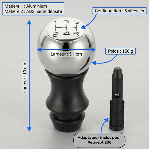 Caractéristiques techniques du pommeau de vitesse