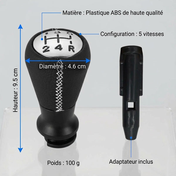 Pommeau de vitesse 308 - 5 vitesses - Noir & Blanc - vue détaillée