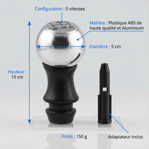 Pommeau de vitesse 206 - 5 vitesses - Noir & Mat - vue détaillée