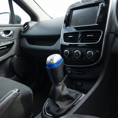 Pommeau de vitesse clio 4 - 6 vitesses - Couture bleu - en situation