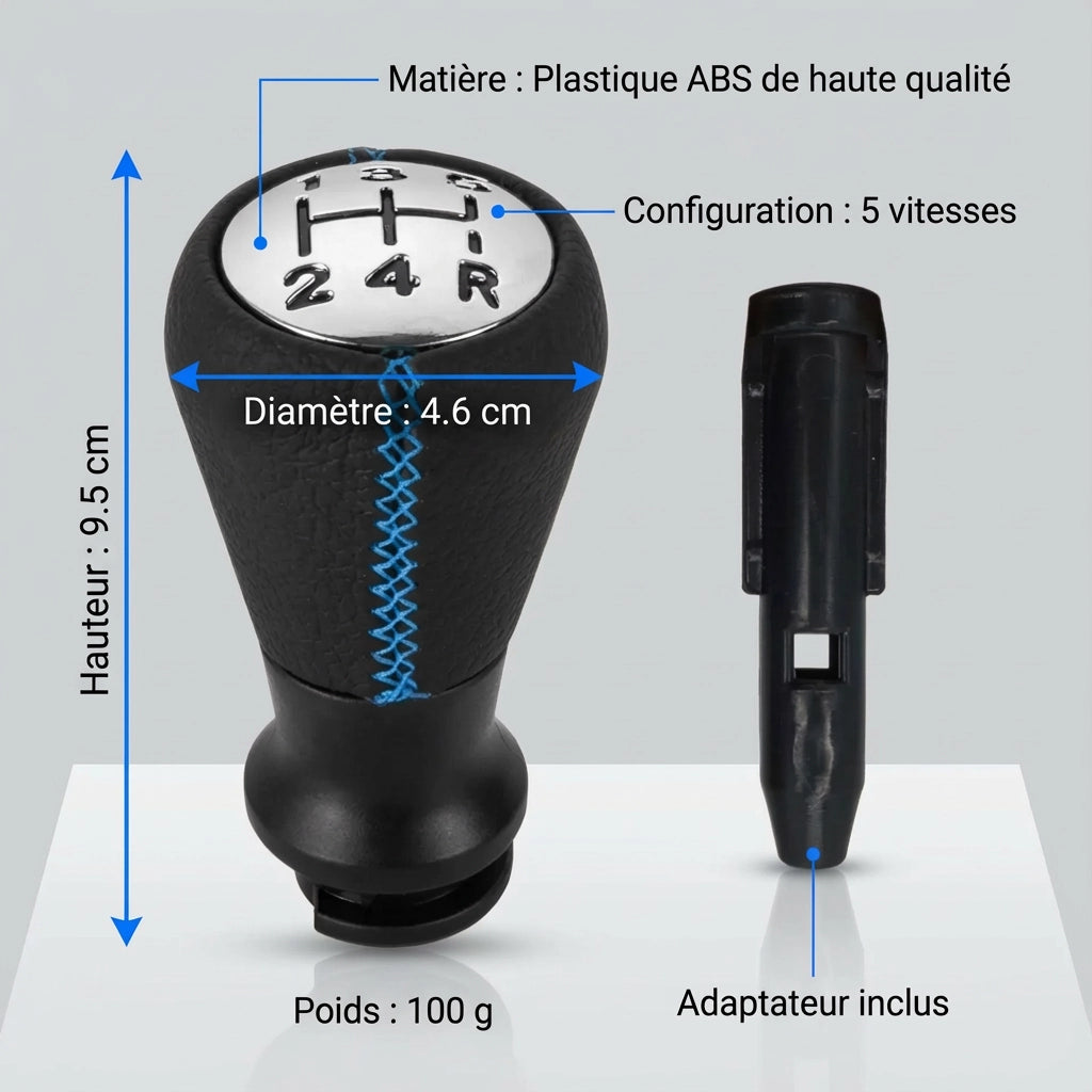 Pommeau de vitesse 308 - 5 vitesses - Noir & Bleu - vue détaillée