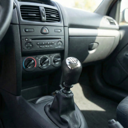 Pommeau de vitesse clio 2 - 5 vitesses - Noir & chrome - dimensions et mesures