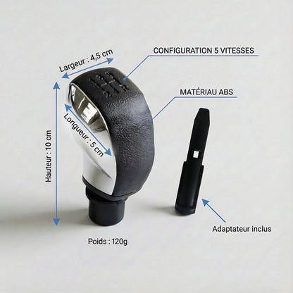 Pommeau de vitesse 208 - 5 vitesses - Noir & Chrome - vue détaillée