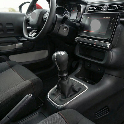 Pommeau de vitesse c3 - 5 vitesses - Noir & Couture blanche - en situation