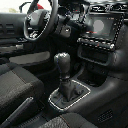 Pommeau de vitesse c3 - 5 vitesses - Noir & Couture bleu - en situation