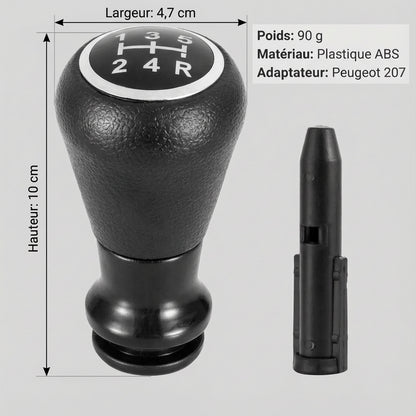 Pommeau de vitesse 207 - 5 vitesses - Noir - vue détaillée