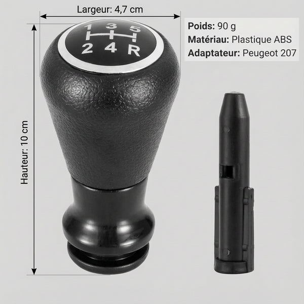 Pommeau de vitesse 207 - 5 vitesses - Noir - vue détaillée