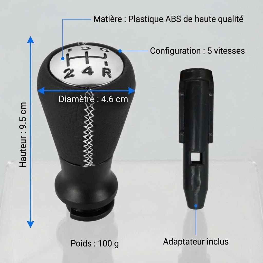 Pommeau de vitesse 308 - 5 vitesses - Noir & Blanc - vue détaillée