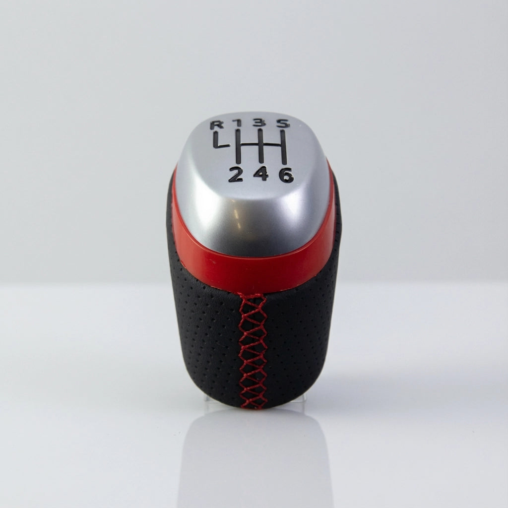 Pommeau de vitesse clio 4 - 6 vitesses - Couture rouge - vue principale