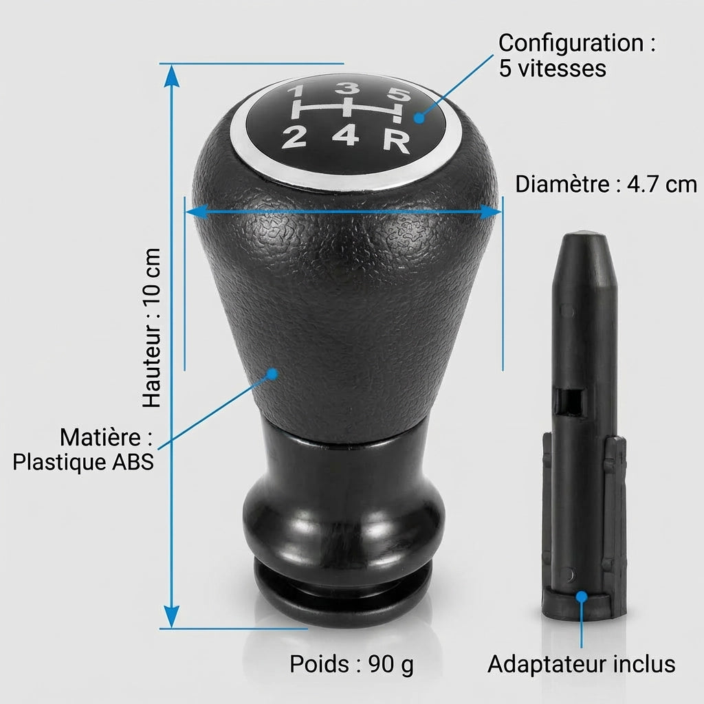 Pommeau de vitesse c4 - 5 vitesses - Noir - vue détaillée