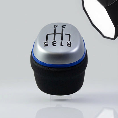 Pommeau de vitesse clio 4 - 5 vitesses - Couture bleu - vue arrière