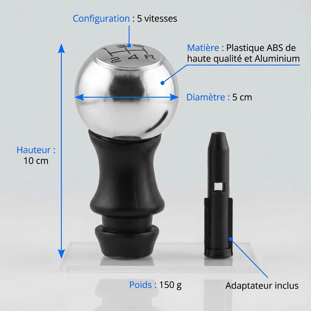 Pommeau de vitesse 206 - 5 vitesses - Noir & Mat - vue détaillée