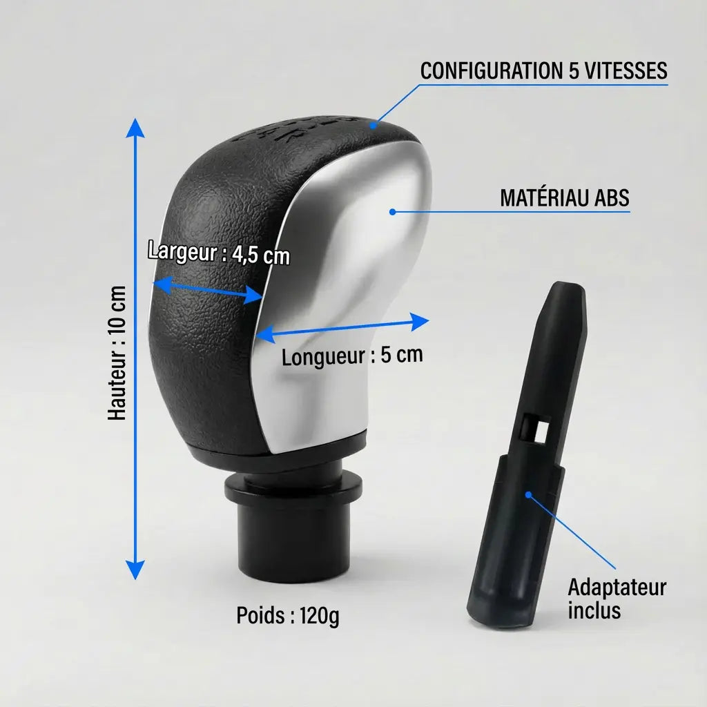 Pommeau de vitesse 208 - 5 vitesses - Noir & Mat - vue détaillée