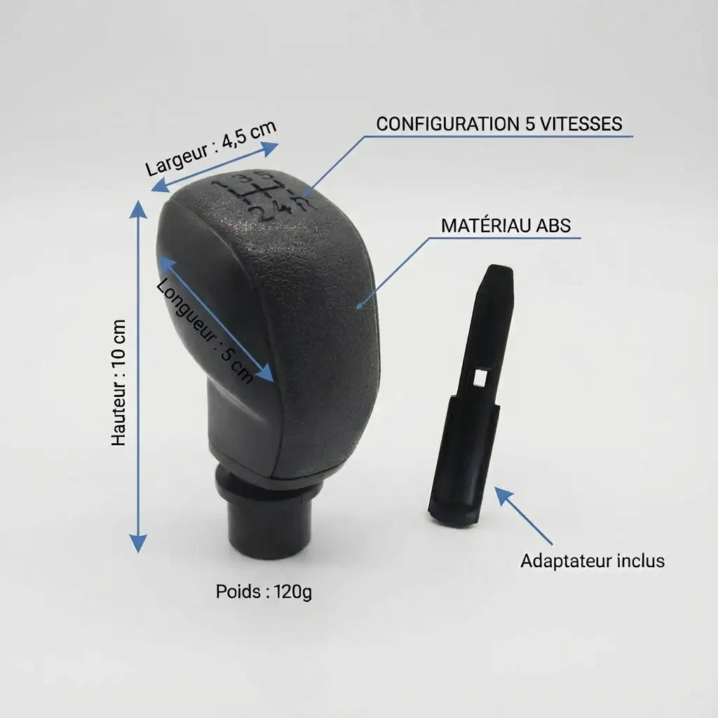 Pommeau de vitesse 208 - 5 vitesses - Noir - vue détaillée