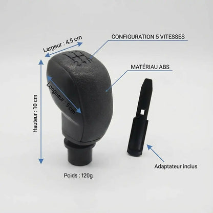 Pommeau de vitesse 208 - 5 vitesses - Noir - vue détaillée